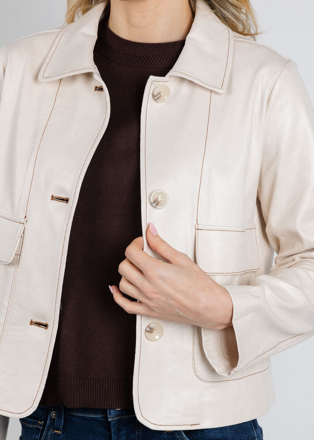 BK Kelly Jacket With Pocket in Caffe Latte available at Barbara Katz