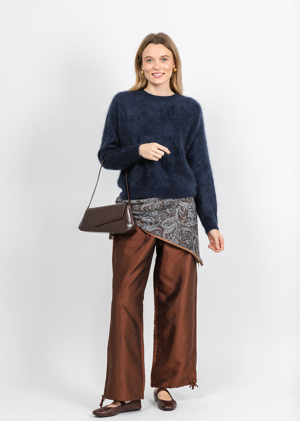 BK Large Paisley Scarf in Brown available at Barbara Katz
