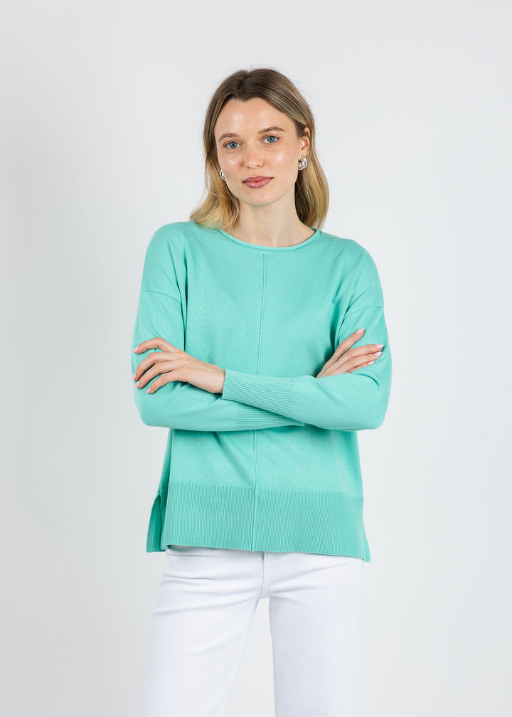 BK Lexi Center Seam Sweater in Coastal Jade available at Barbara Katz