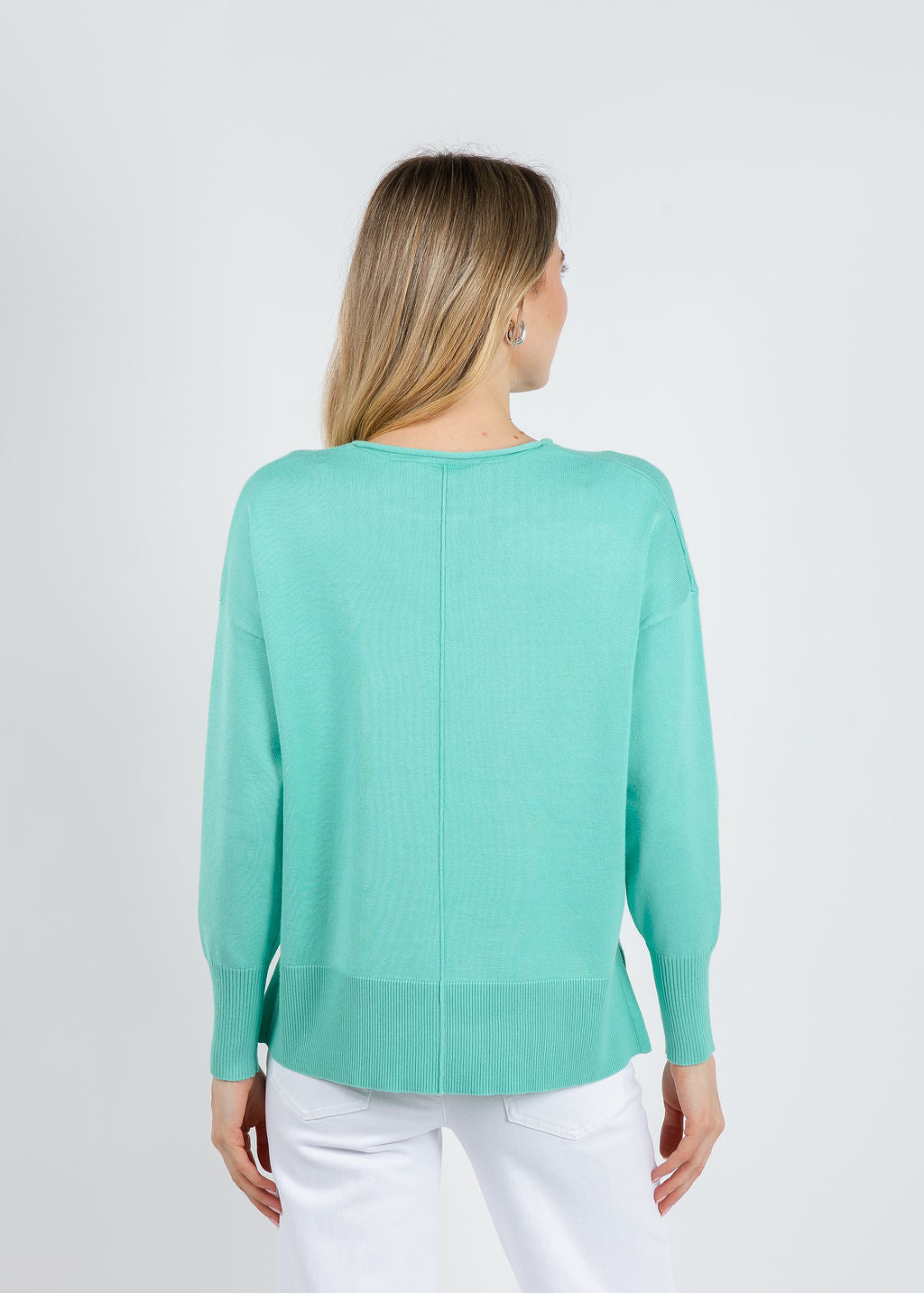 BK Lexi Center Seam Sweater in Coastal Jade available at Barbara Katz