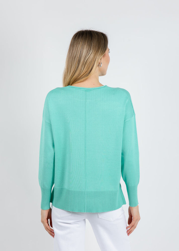 BK Lexi Center Seam Sweater in Coastal Jade available at Barbara Katz