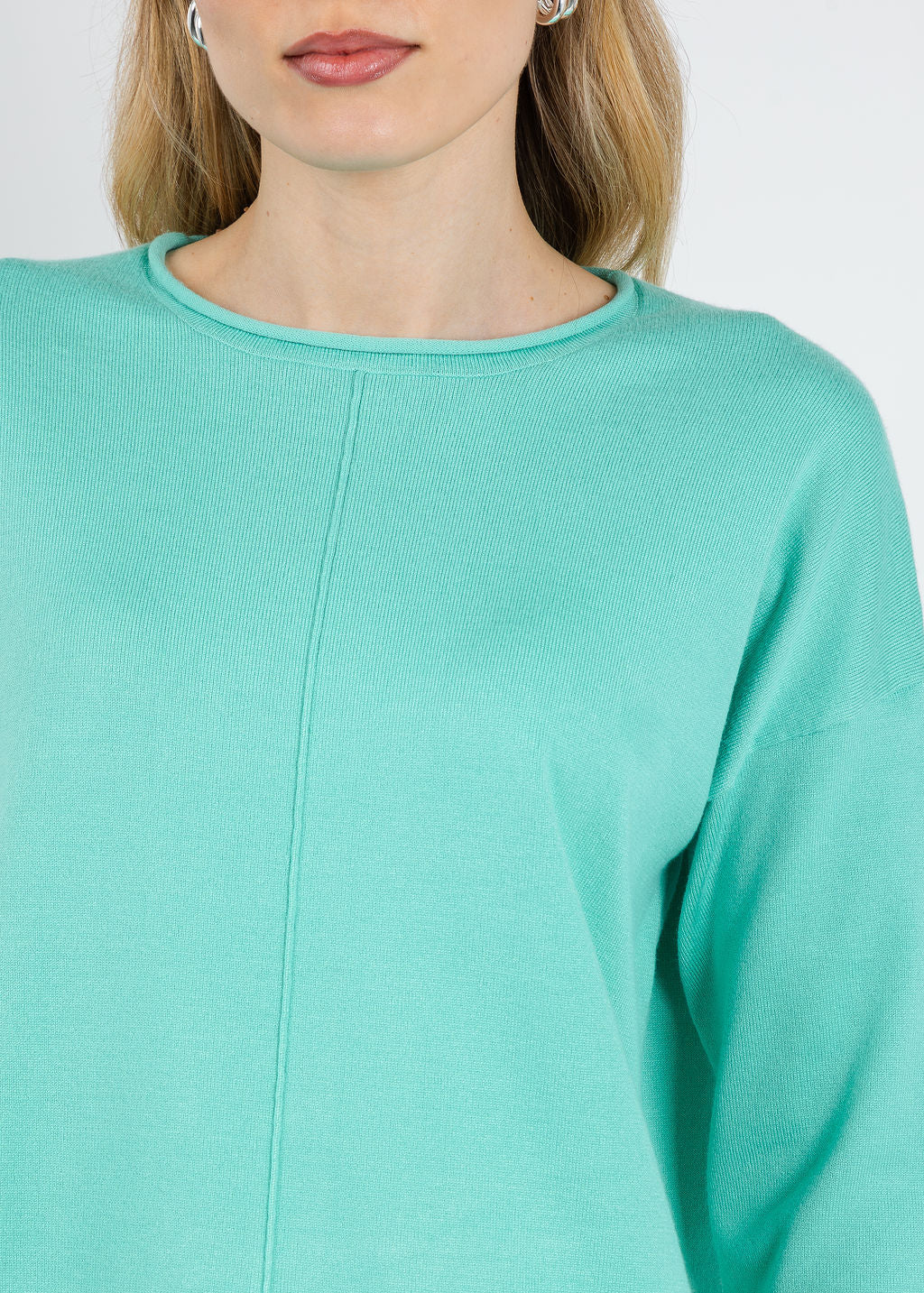 BK Lexi Center Seam Sweater in Coastal Jade available at Barbara Katz