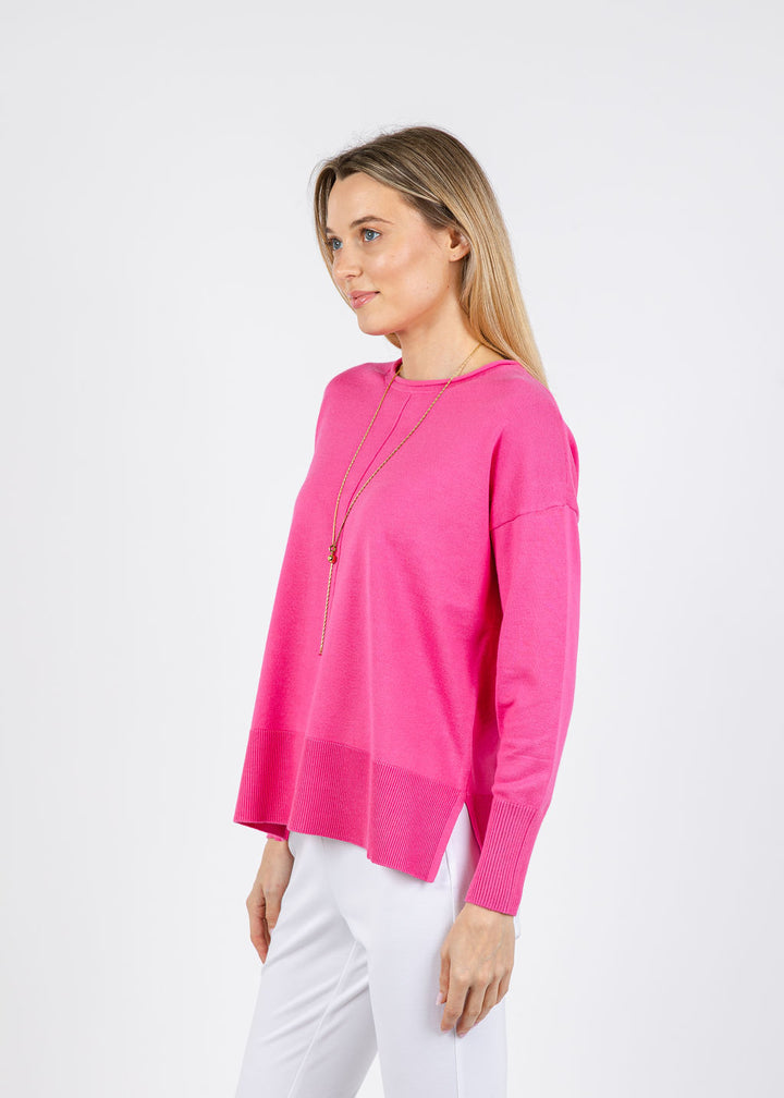 BK Lexi Center Seam Sweater in Fuchsia available at Barbara Katz