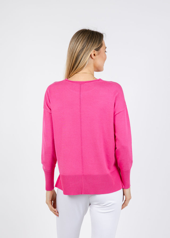 BK Lexi Center Seam Sweater in Fuchsia available at Barbara Katz