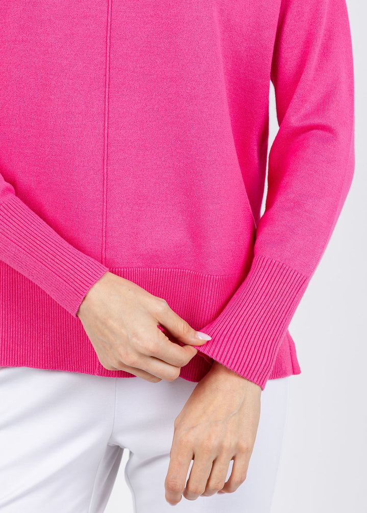 BK Lexi Center Seam Sweater in Fuchsia available at Barbara Katz