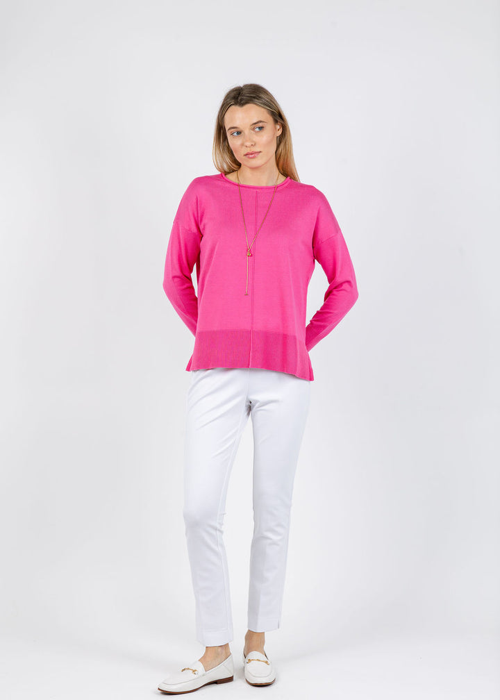 BK Lexi Center Seam Sweater in Fuchsia available at Barbara Katz
