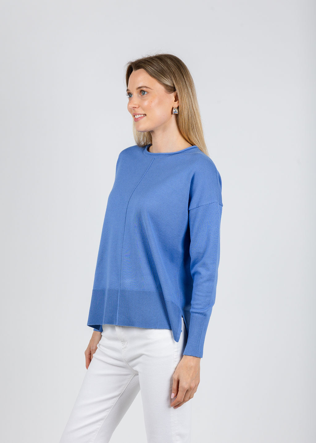 BK Lexi Center Seam Sweater in Humid Blue available at Barbara Katz
