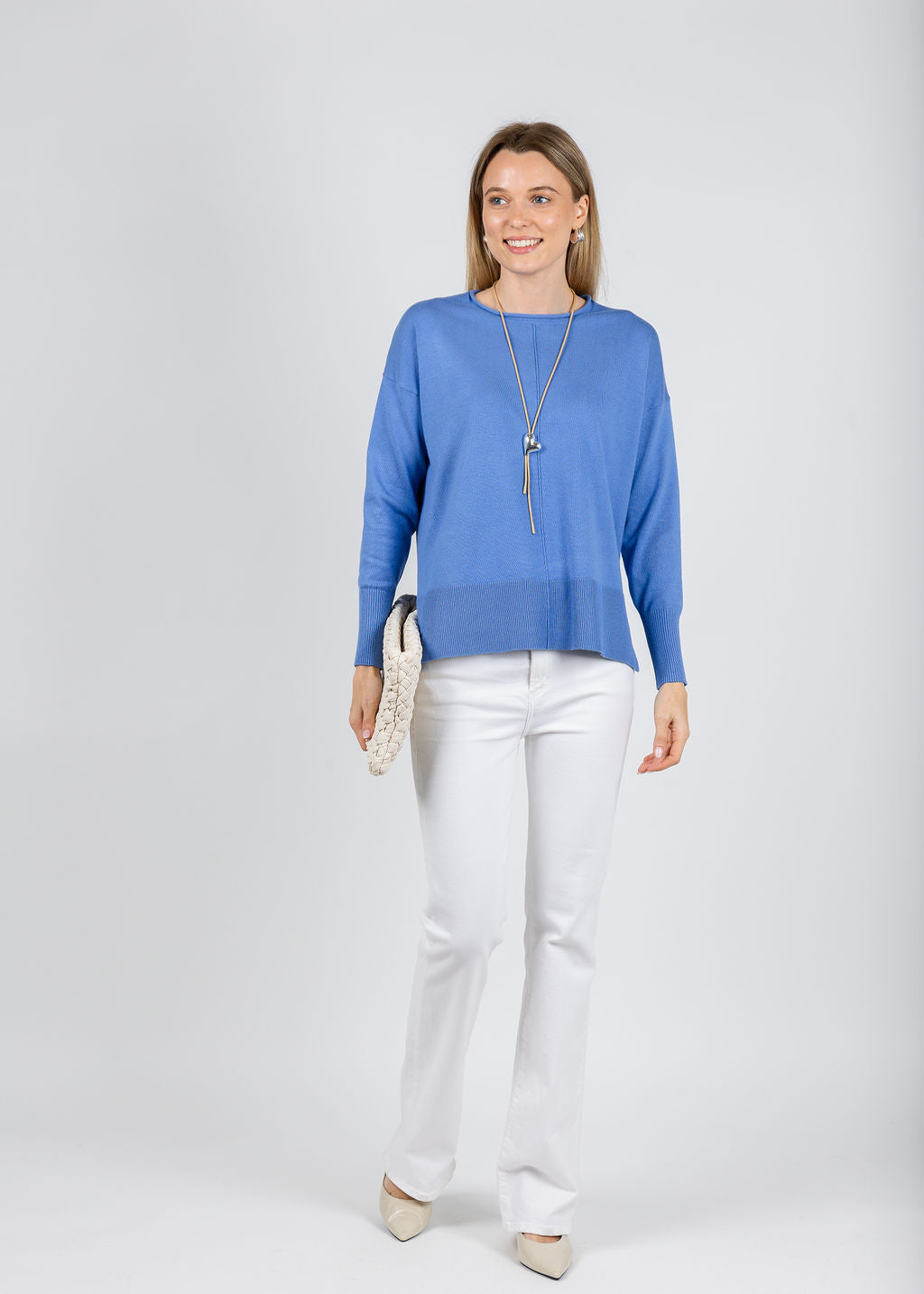 BK Lexi Center Seam Sweater in Humid Blue available at Barbara Katz