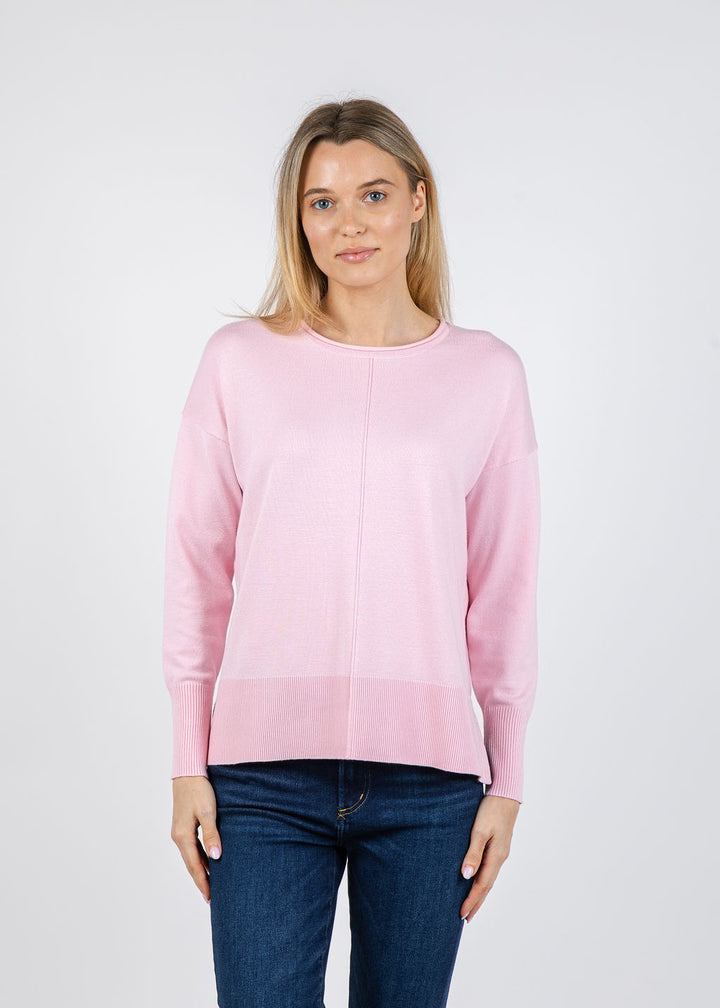 BK Lexi Center Seam Sweater in Pink Pearl available at Barbara Katz