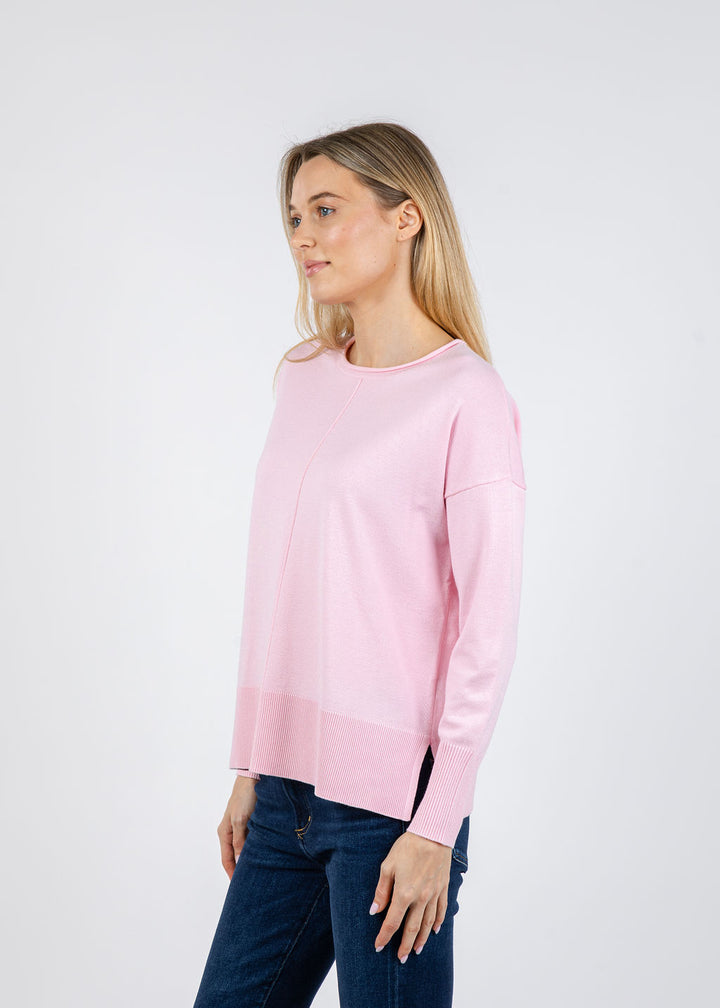 BK Lexi Center Seam Sweater in Pink Pearl available at Barbara Katz