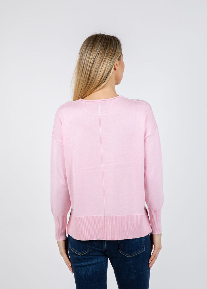 BK Lexi Center Seam Sweater in Pink Pearl available at Barbara Katz