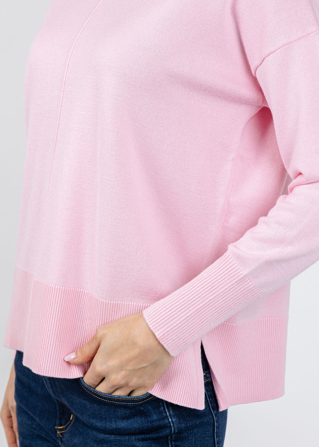 BK Lexi Center Seam Sweater in Pink Pearl available at Barbara Katz