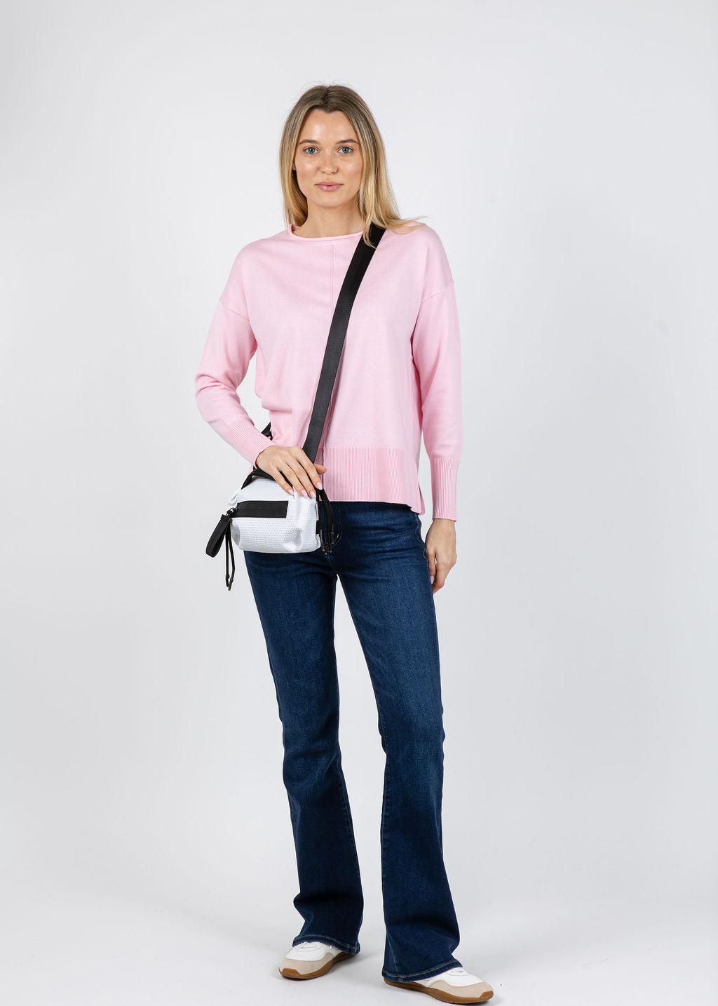 BK Lexi Center Seam Sweater in Pink Pearl available at Barbara Katz