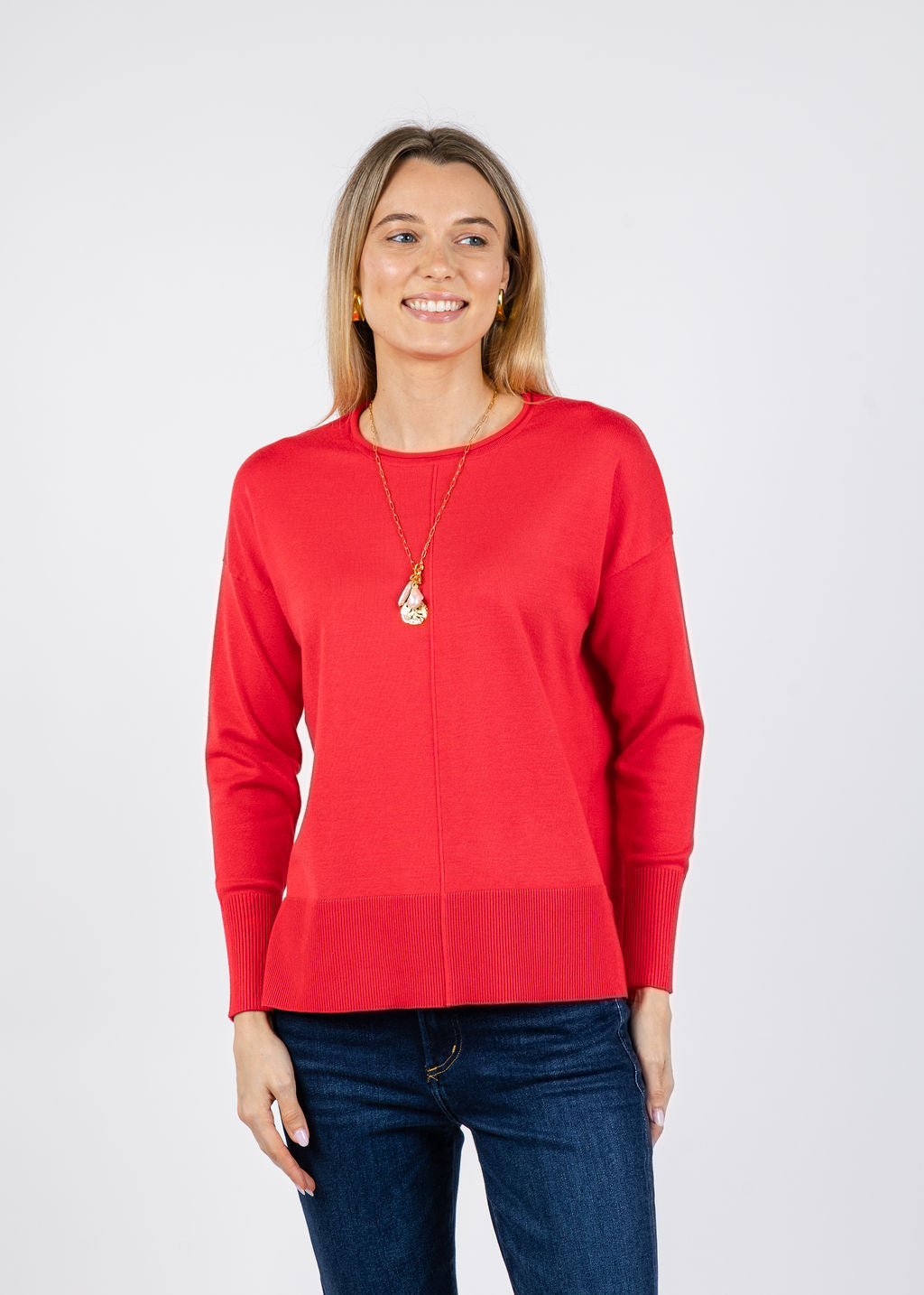 BK Lexi Center Seam Sweater in Red available at Barbara Katz
