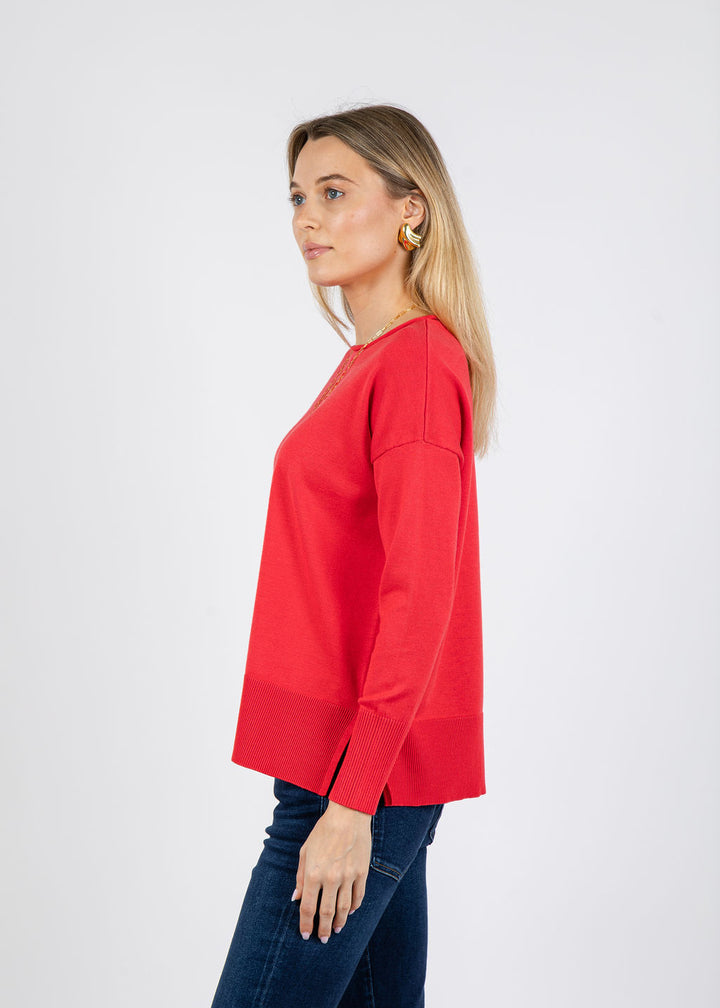 BK Lexi Center Seam Sweater in Red available at Barbara Katz