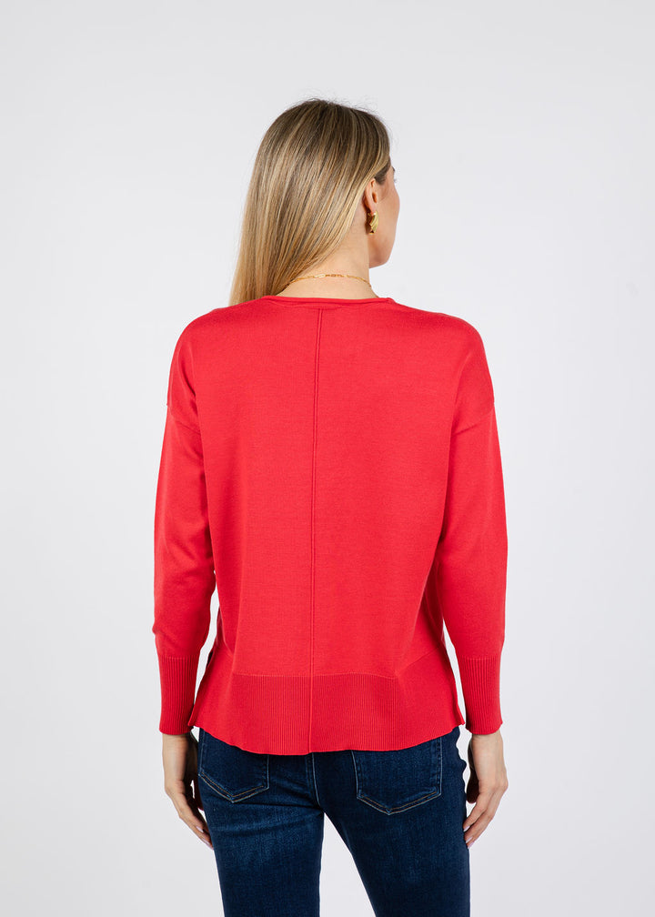 BK Lexi Center Seam Sweater in Red available at Barbara Katz