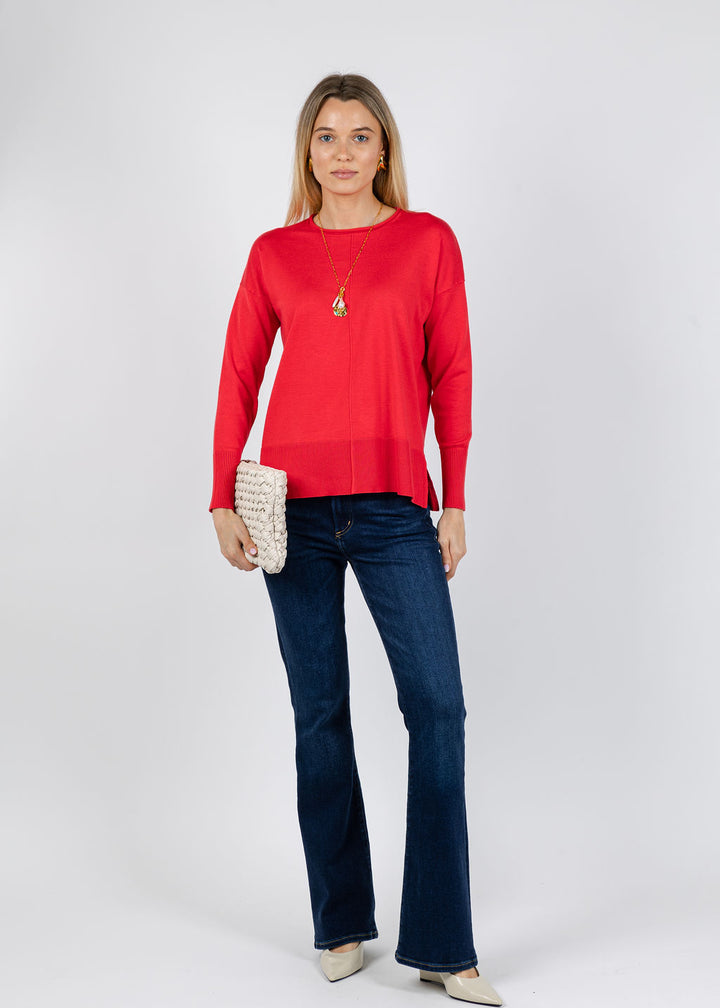 BK Lexi Center Seam Sweater in Red available at Barbara Katz