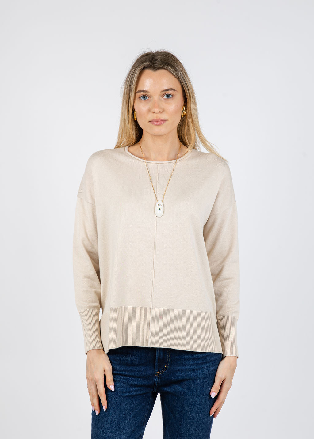BK Lexi Center Seam Sweater in Sand Drift available at Barbara Katz