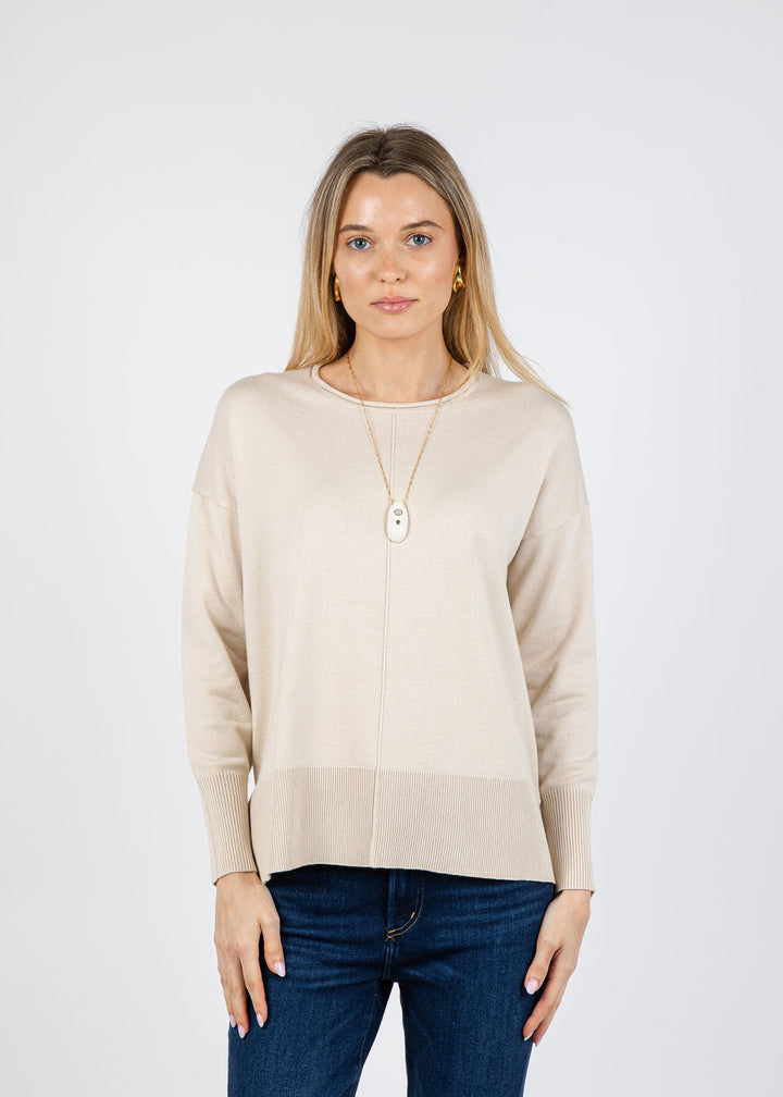 BK Lexi Center Seam Sweater in Sand Drift available at Barbara Katz