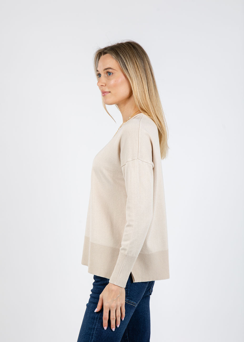 BK Lexi Center Seam Sweater in Sand Drift available at Barbara Katz