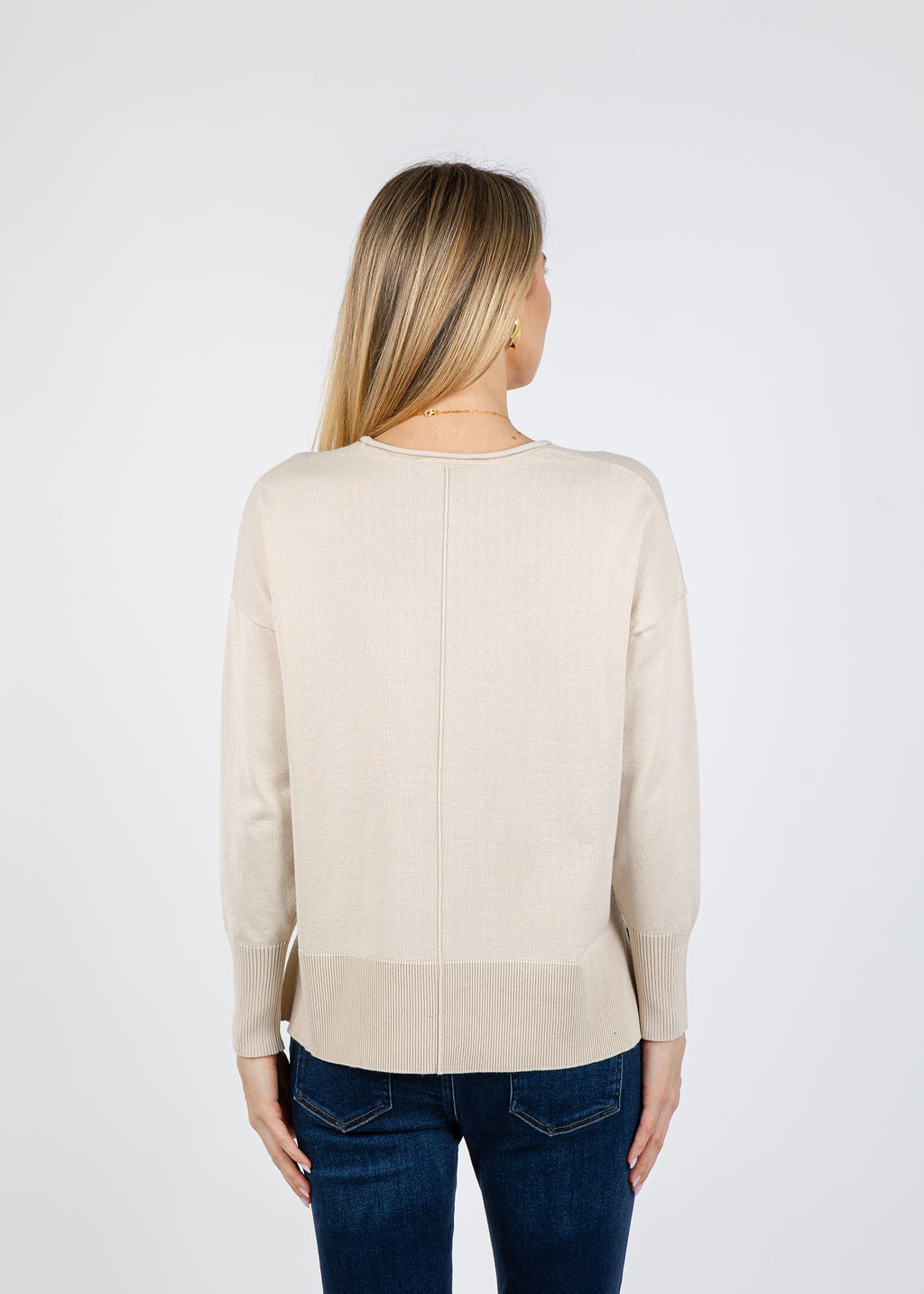 BK Lexi Center Seam Sweater in Sand Drift available at Barbara Katz