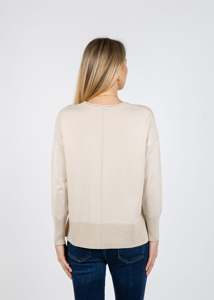 BK Lexi Center Seam Sweater in Sand Drift available at Barbara Katz