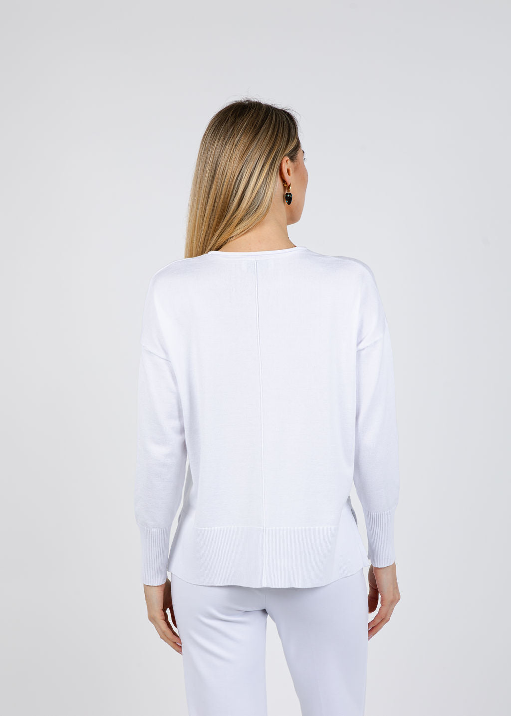 BK Lexi Center Seam Sweater in White available at Barbara Katz