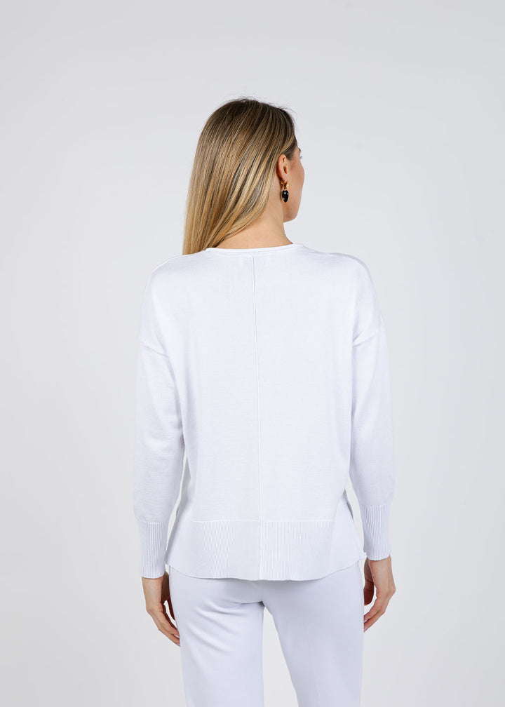 BK Lexi Center Seam Sweater in White available at Barbara Katz