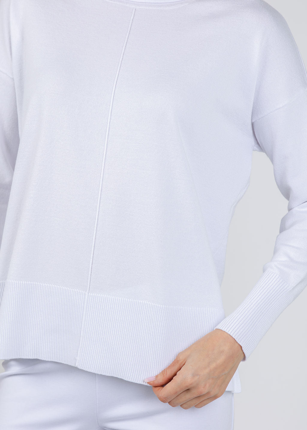BK Lexi Center Seam Sweater in White available at Barbara Katz