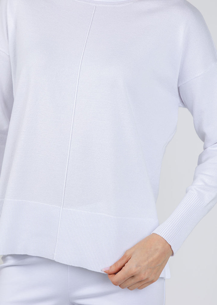 BK Lexi Center Seam Sweater in White available at Barbara Katz
