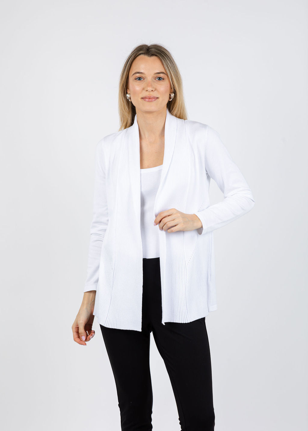 BK Luisa Long Cardigan in White available at Barbara Katz