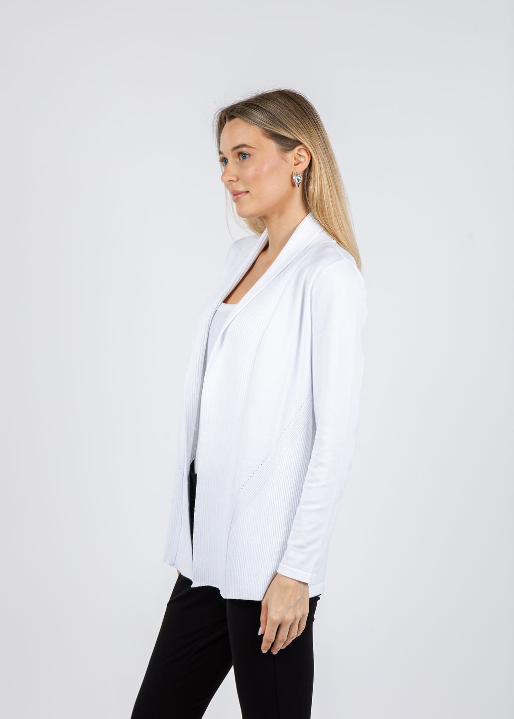 BK Luisa Long Cardigan in White available at Barbara Katz