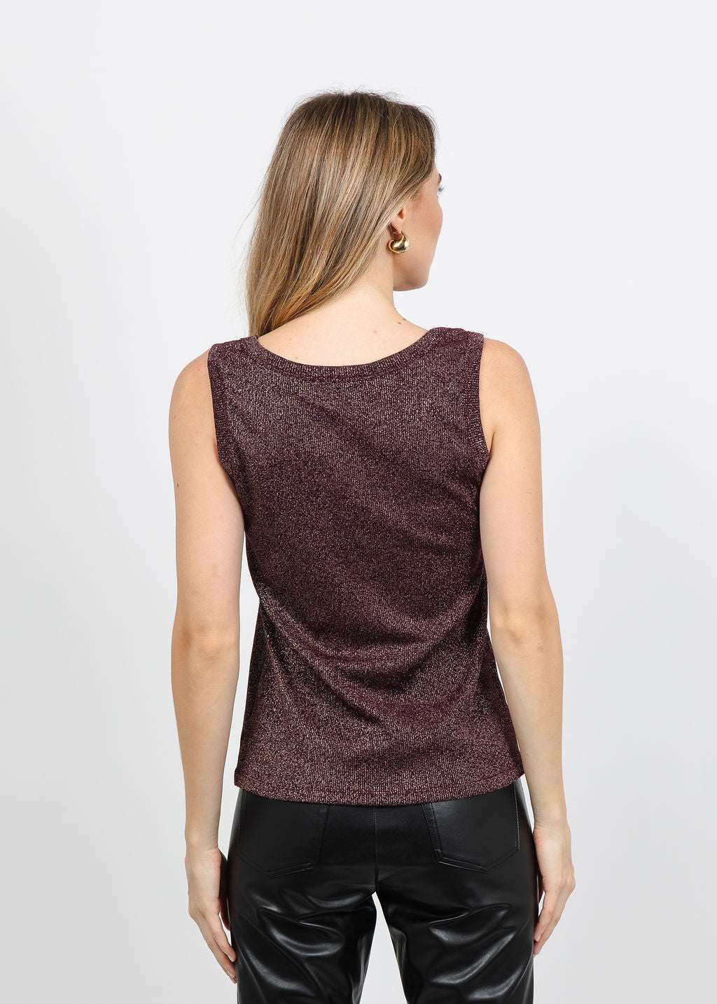 BK Lurex Tank Top in Aged Wine available at Barbara Katz