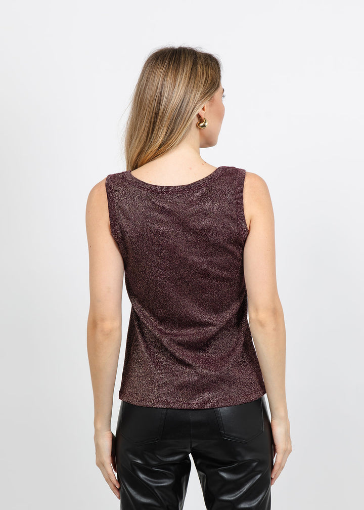 BK Lurex Tank Top in Aged Wine available at Barbara Katz