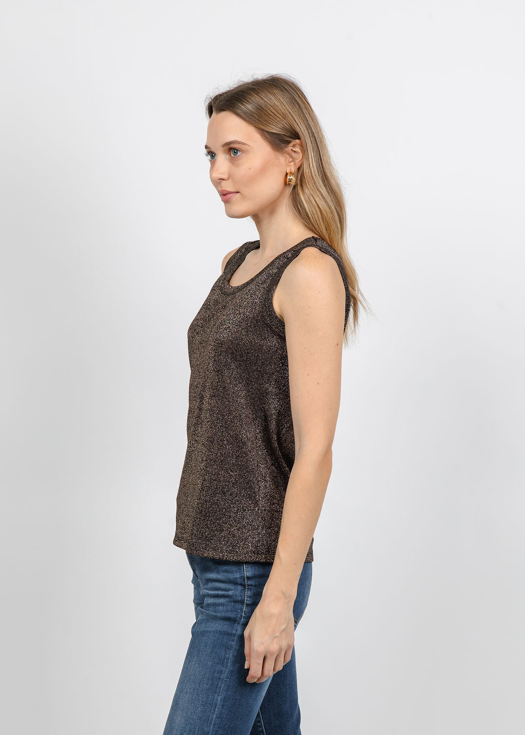 BK Lurex Tank Top in Black available at Barbara Katz