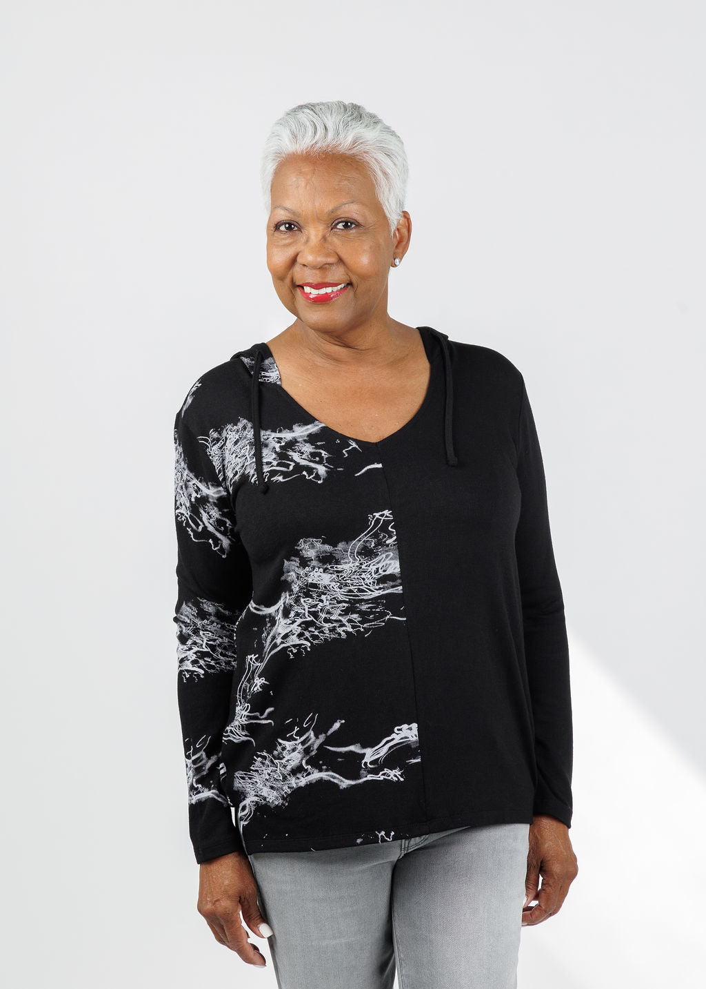 BK Maren Lightning Hoodie in Black/Multi available at Barbara Katz