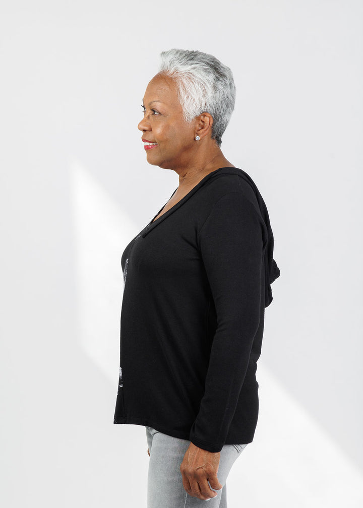 BK Maren Lightning Hoodie in Black/Multi available at Barbara Katz