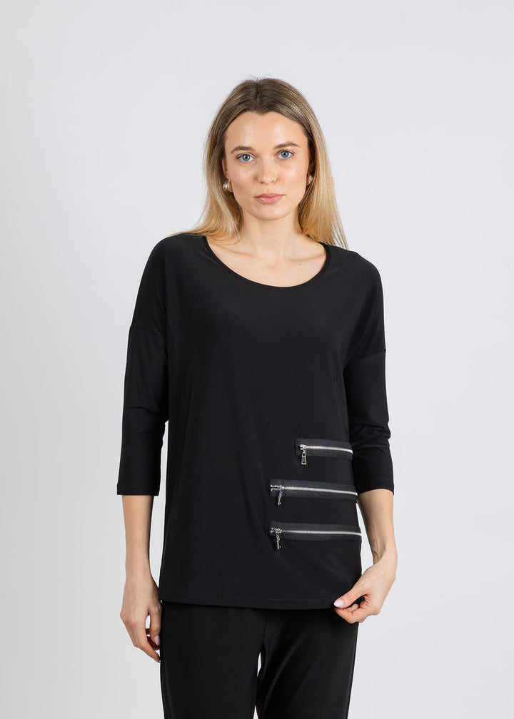 BK Margot Zip Top in Black available at Barbara Katz