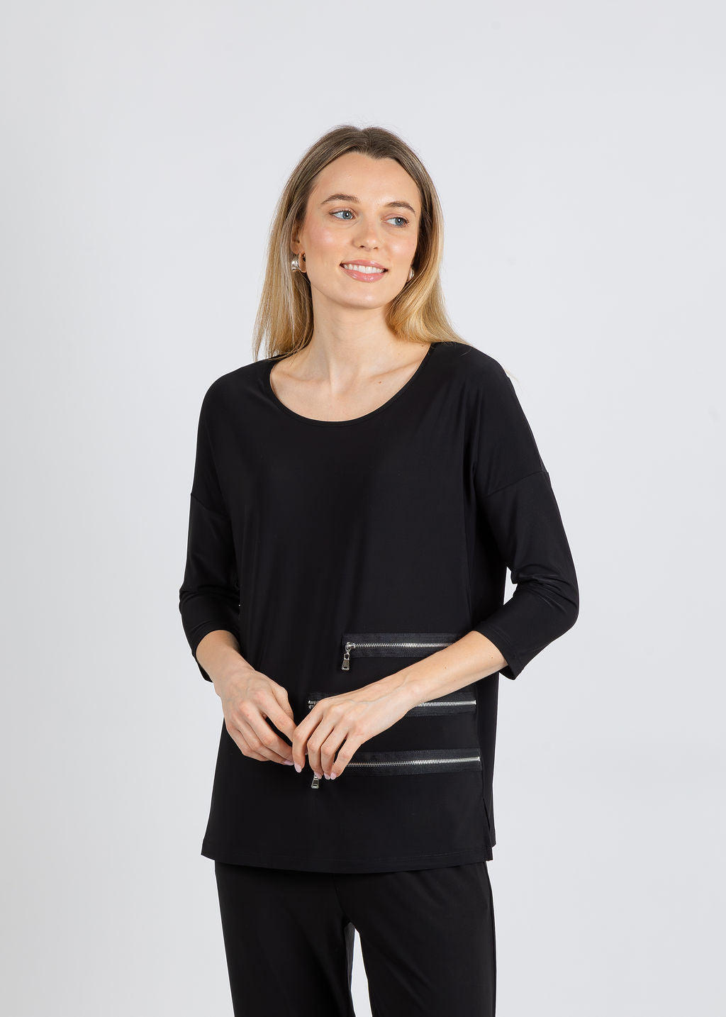 BK Margot Zip Top in Black available at Barbara Katz