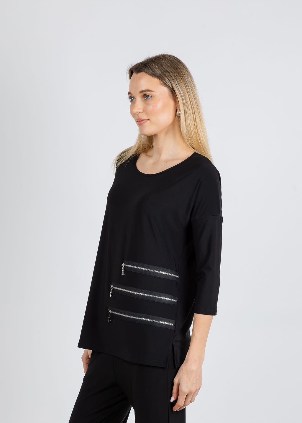 BK Margot Zip Top in Black available at Barbara Katz