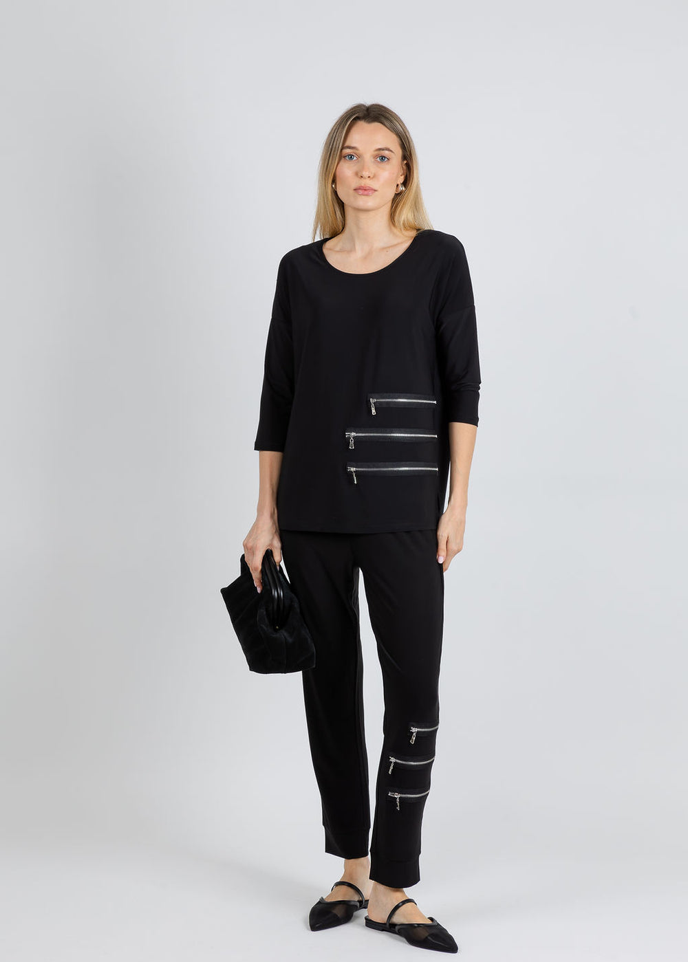 BK Margot Zip Top and Pants in Black available at Barbara Katz