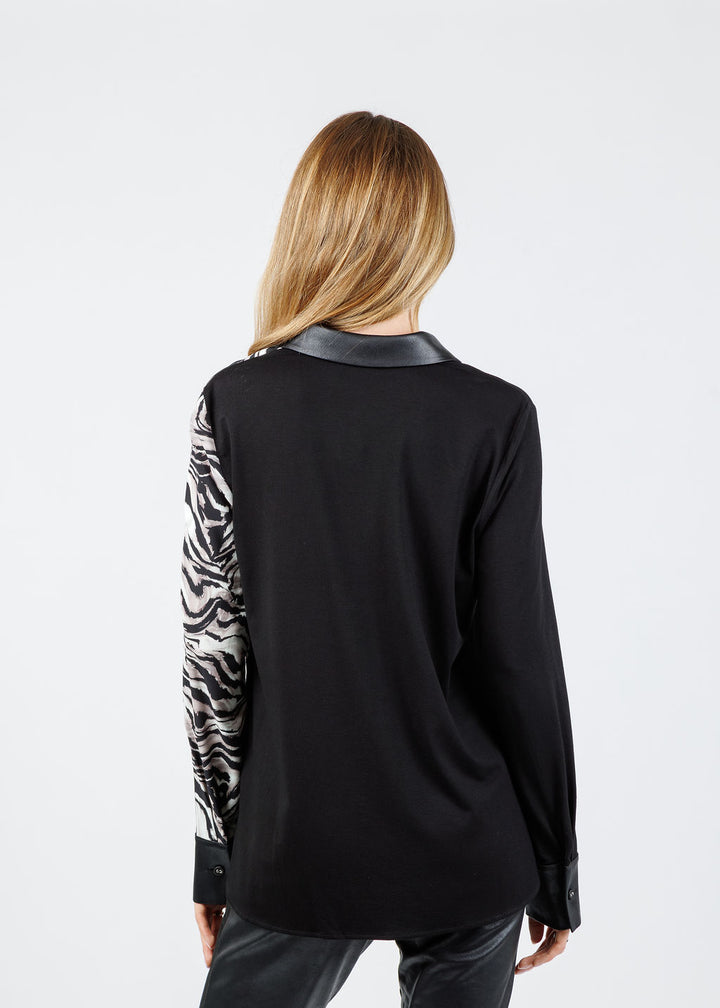 BK Mila Combo Zebra Shirt in Black available at Barbara Katz