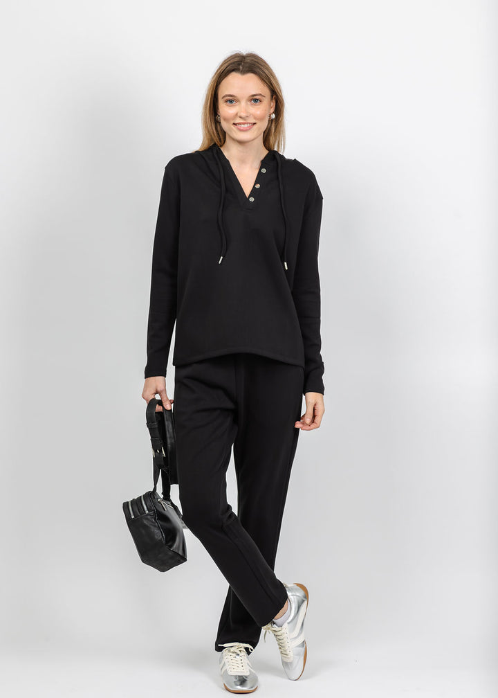 BK Modal Snap Hoodie and BK Modal Lounge Pant in Black available at Barbara Katz