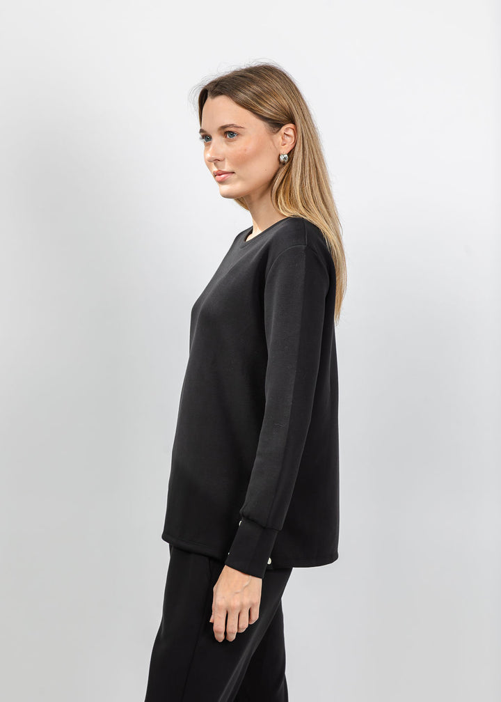 BK Modal Pullover with Side Snaps in Black available at Barbara Katz
