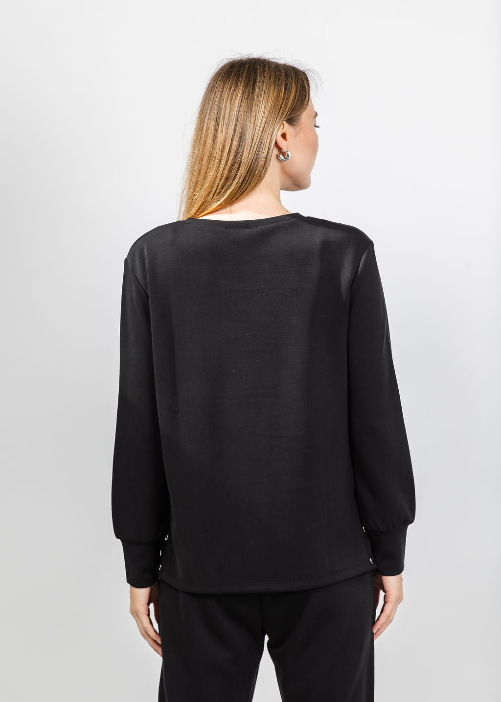 BK Modal Pullover with Side Snaps in Black available at Barbara Katz