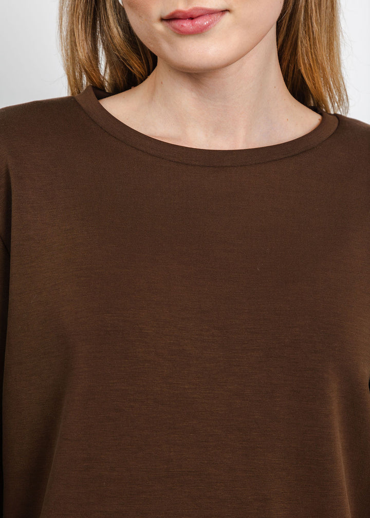 BK Modal Pullover with Side Snaps in Brown available at Barbara Katz