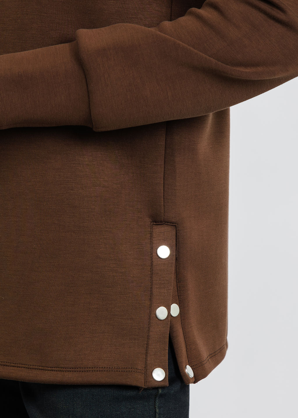 BK Modal Pullover with Side Snaps in Brown available at Barbara Katz