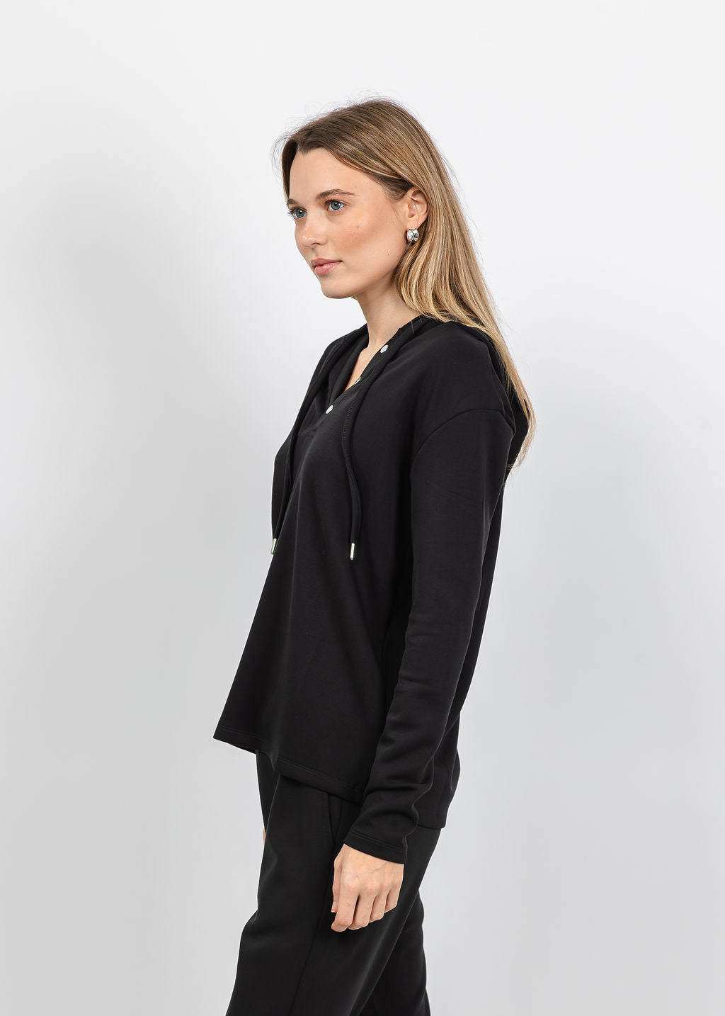 BK Modal Snap Hoodie in Black available at Barbara Katz