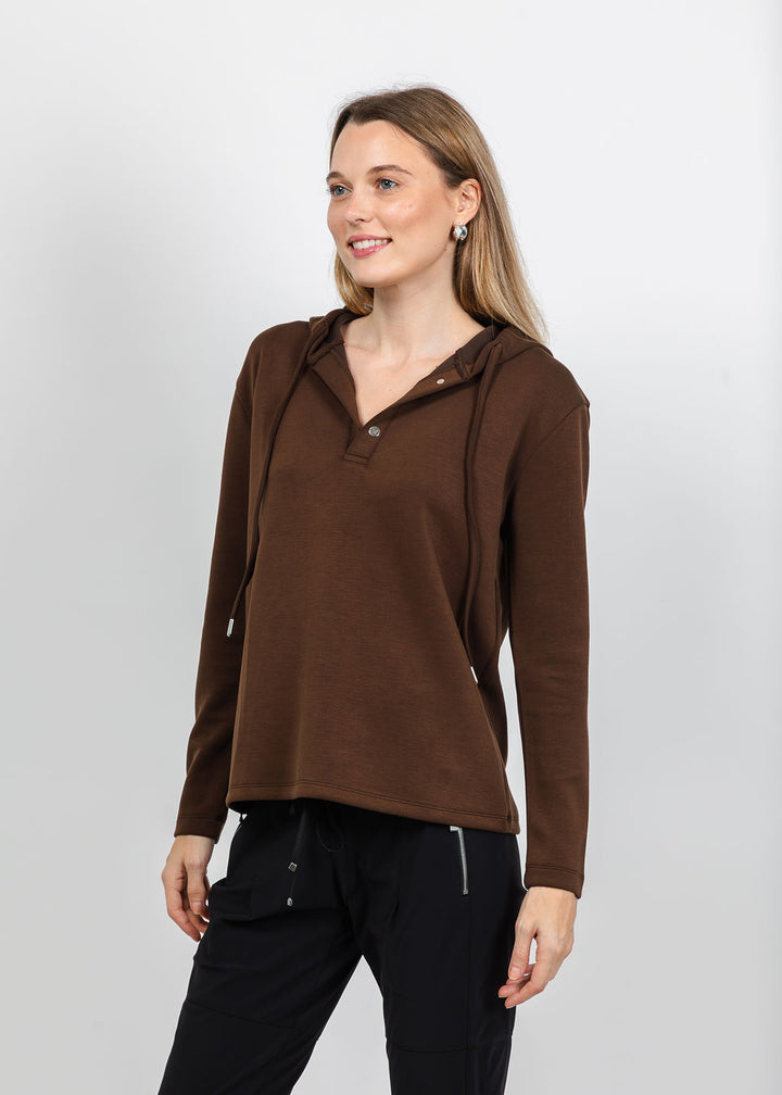 BK Modal Snap Hoodie in Brown available at Barbara Katz