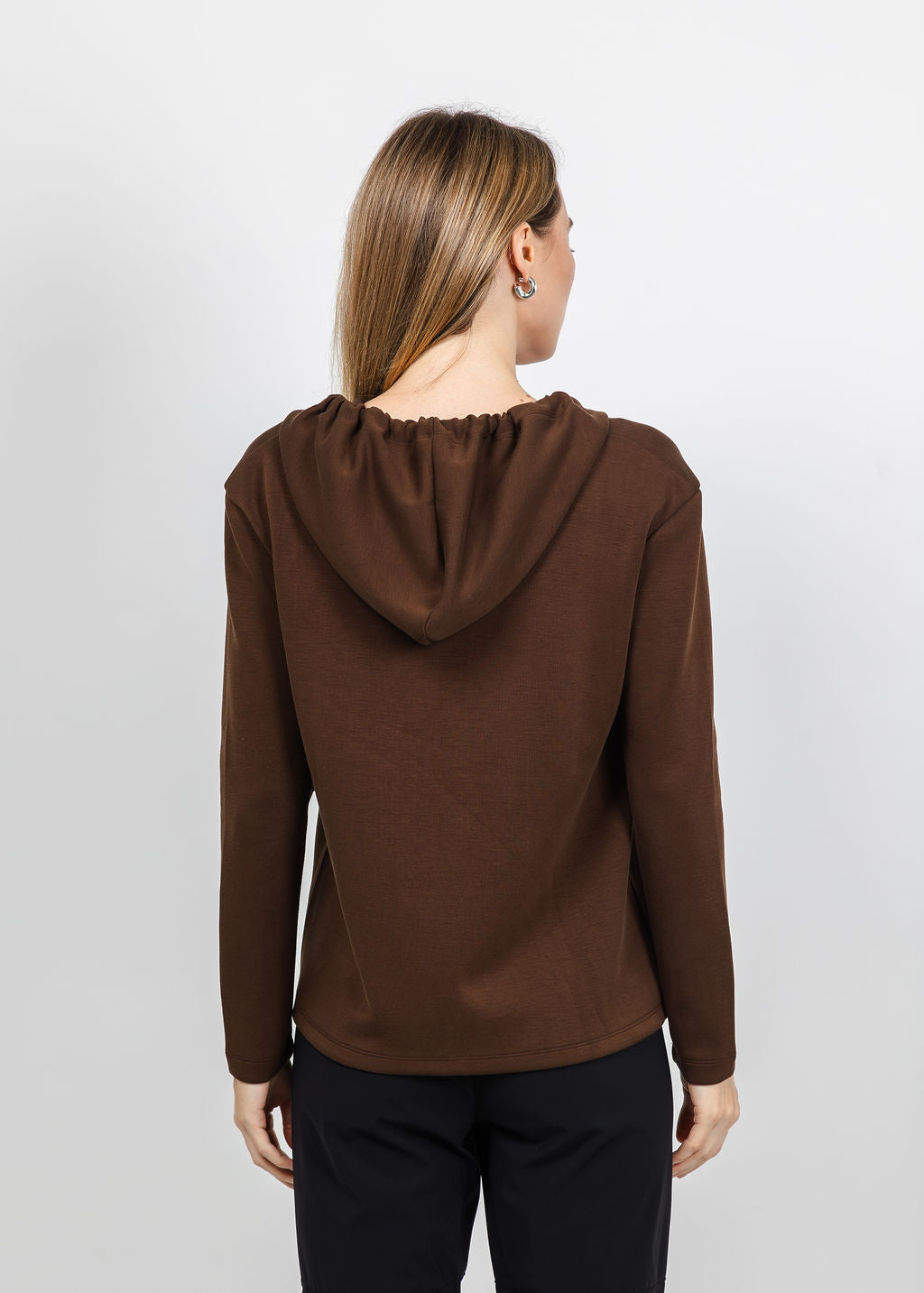 BK Modal Snap Hoodie in Brown available at Barbara Katz